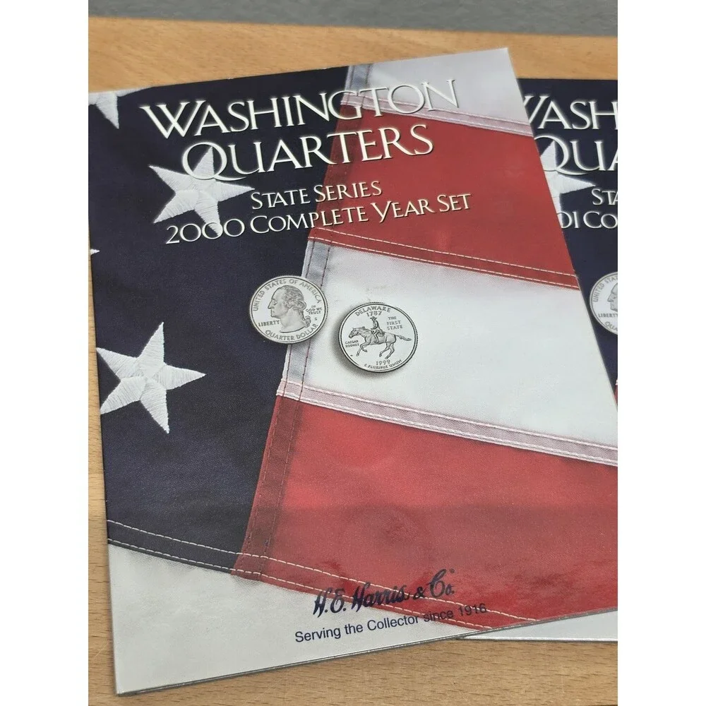 Coin Albums & Folders Lot: H.E. Harris Washington Quarters, Whitman Nickels